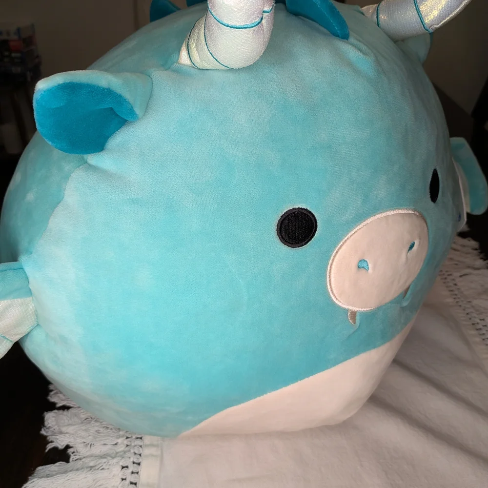 Squishmallow Blue Plush Dragon Pillow Avrill